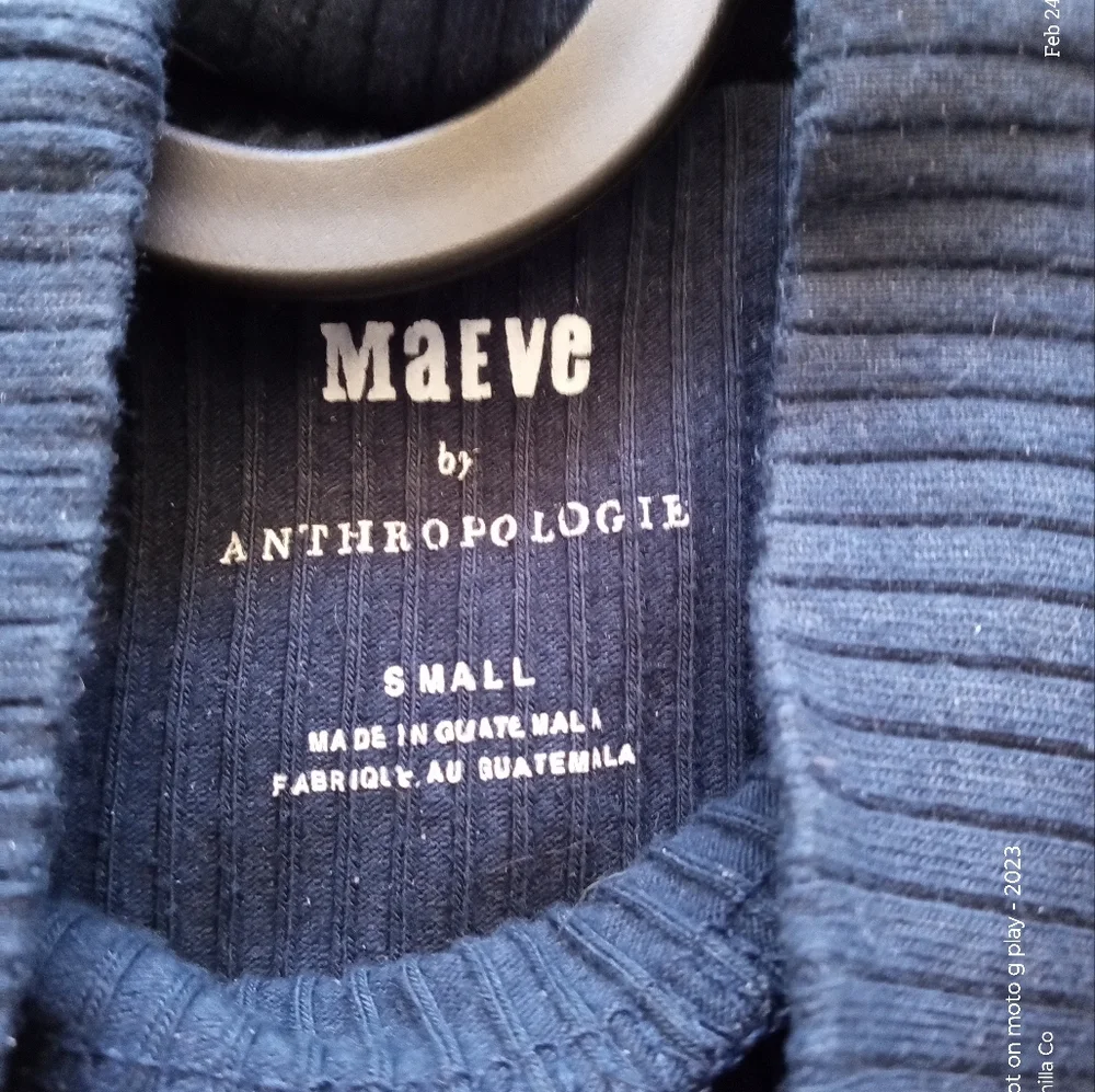Anthropologie Maeve Women's Ribbed Turtleneck Sweater Blue Size Small - Picture 4 of 7